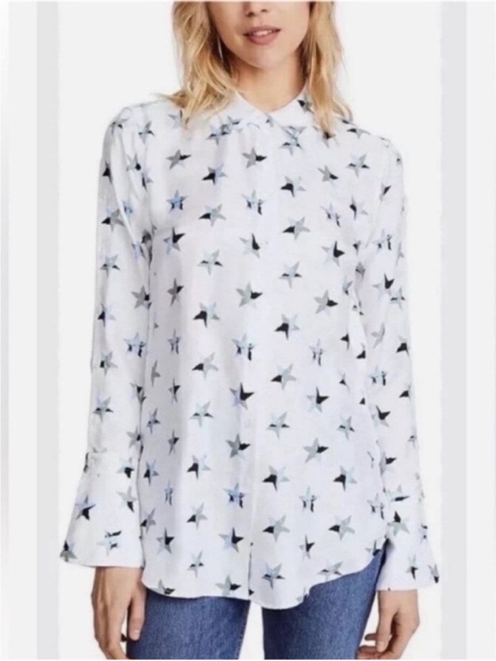 Equipment White Star-Print Button Down Shirt